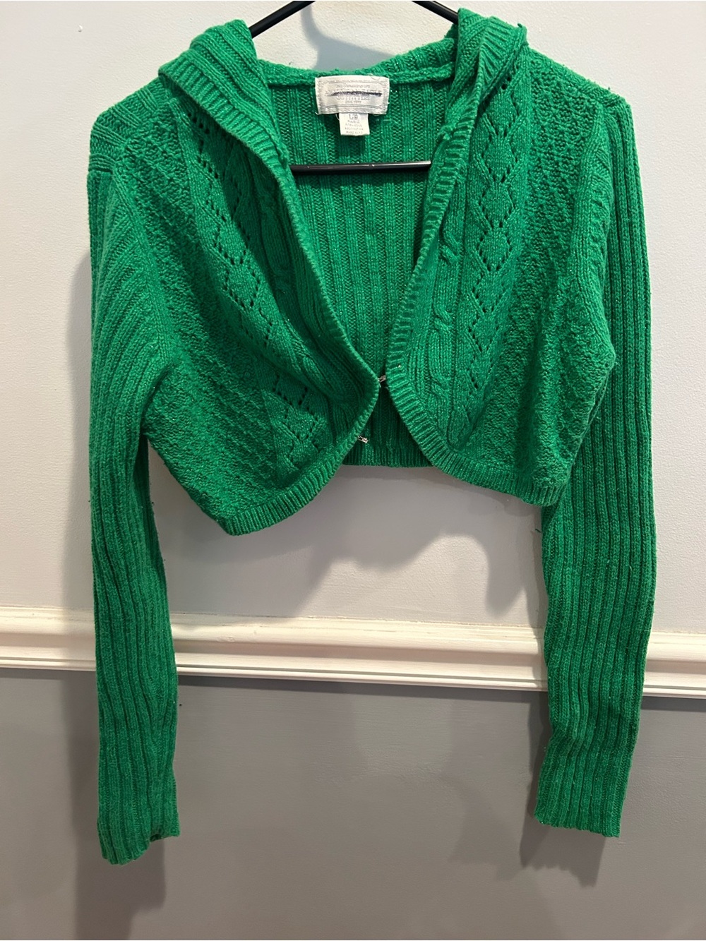 Vintage Abercrombie & Fitch Emerald Green Cropped Cable-Knit Shrug